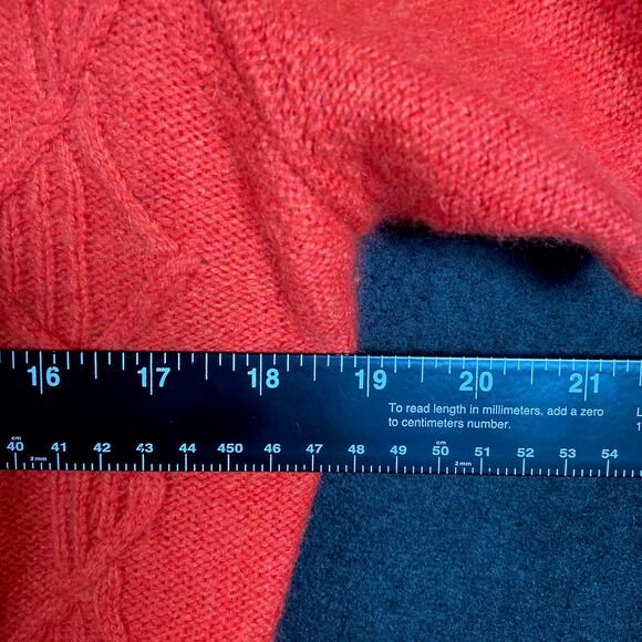 Anthropologie Sleeping on Snow Womens Sweater Orange V Neck Cable Knit Wool XL - Picture 7 of 13